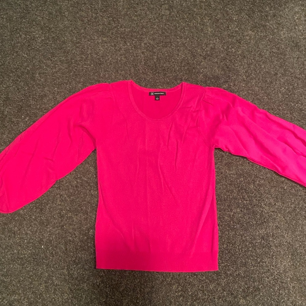 Inc international concepts, fuchsia sweater, nylon shoulders are a little puffy